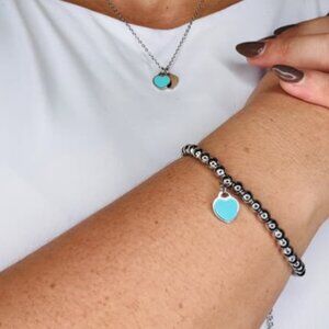 1 Set  Stainless Steel Heart Necklace Bracelet Set